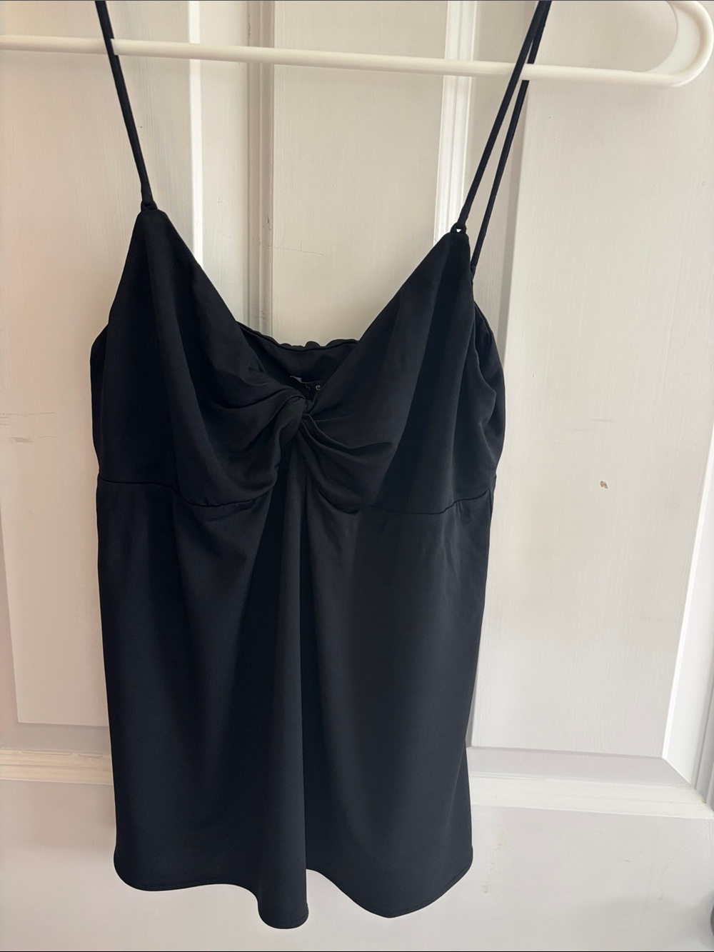 Theory Black Twist-Front Cami Dress